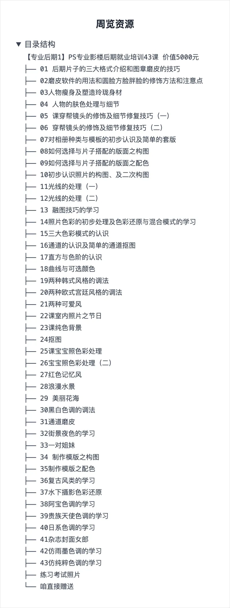 「【专业后期1】PS专业影楼后期就业培训43课 价值5000元」